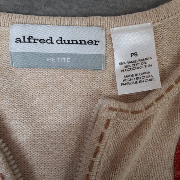 Alfred Dunner Sweater Size PS Ramie Cotton Embellished Full Zip Long Sleeves - Picture 10 of 10